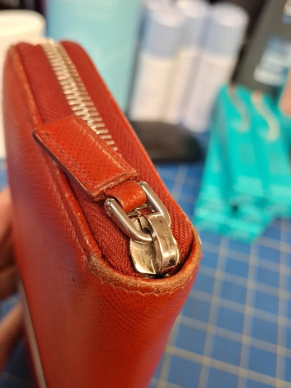 Prada Red Zip-Around 8x4 Leather Wallet Pre-Loved